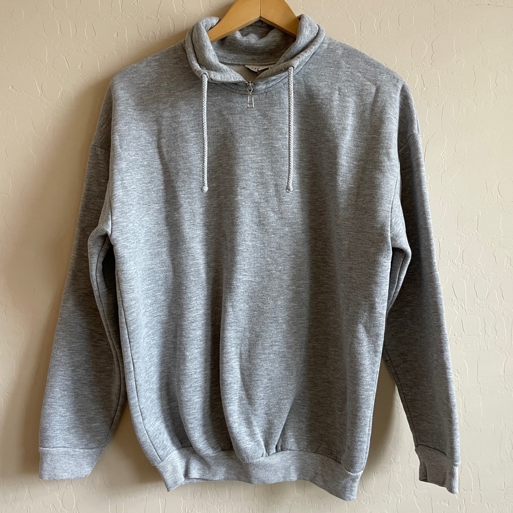 Topshop zip neck pullover funnel neck sweatshirt